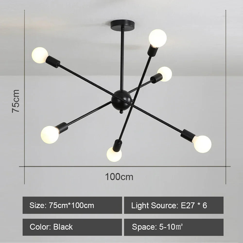 Lámpara de techo LED DecorBites™: Estilo Sputnik moderno e industrial para sala de estar y dormitorio