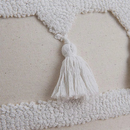 DecorBites™ Ivory Tufted Tassel Cushion Cover - Netural Boho Style for Home Decor