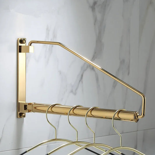 DecorBites™ Brass Gold Wall Clothing Hanger Holder Organizer Rack for Folding Drying
