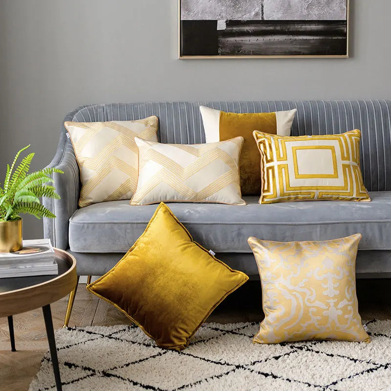 Gold Velvet Lumbar Pillow