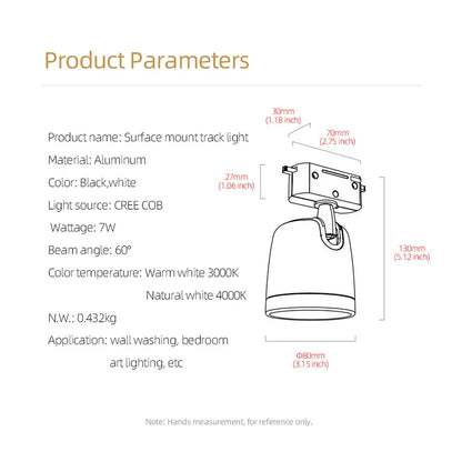 DecorBites™ 7W LED Track Light Spotlights: Surface Mounted Aluminum Fixture for Living Room Shop