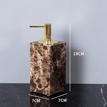 DecorBites™ Emperador Dark Marble Bathroom Set: Toothbrush Holder, Soap Dish, Soap Dispenser