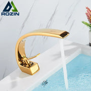 Grifo de Lavabo Decorbites™ Gold Basin: Montaje en Cubierta Mezclador Negro Cromo para Lavabo de Baño