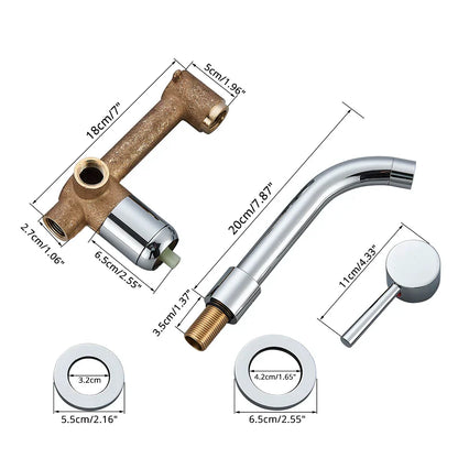 DecorBites™ Brushed Gold/Black Wall Mounted Bathroom Basin Faucet - Hot/Cold Water Mixer