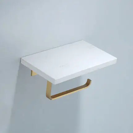 DecorBites™ Brass Marble Toilet Paper Holder Nordic Brushed Gold Bathroom Tissue Shelf