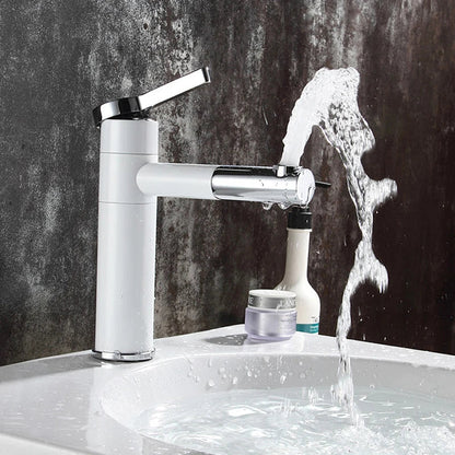 DecorBites™ Brass Bathroom Faucet Vessel Sink Mixer - Swivel Spout Deck Mounted Vanity Tap - White/Black Color