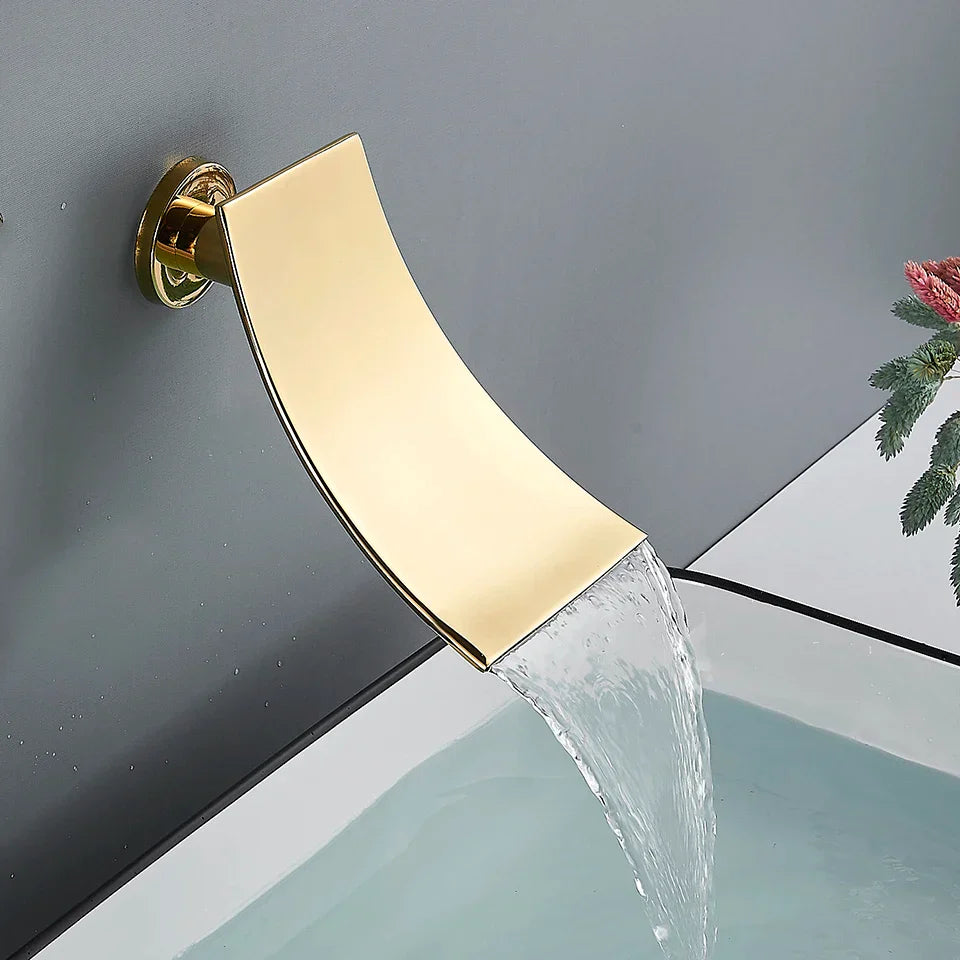 DecorBites™ Gold Rainfall Shower System with Wall Mount Mixer Tap Set