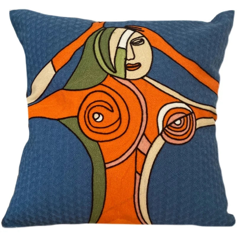 DecorBites™ Abstract Embroidery Pillowcase 45x45cm Picasso Decorative Throw Pillows Sofa & Car