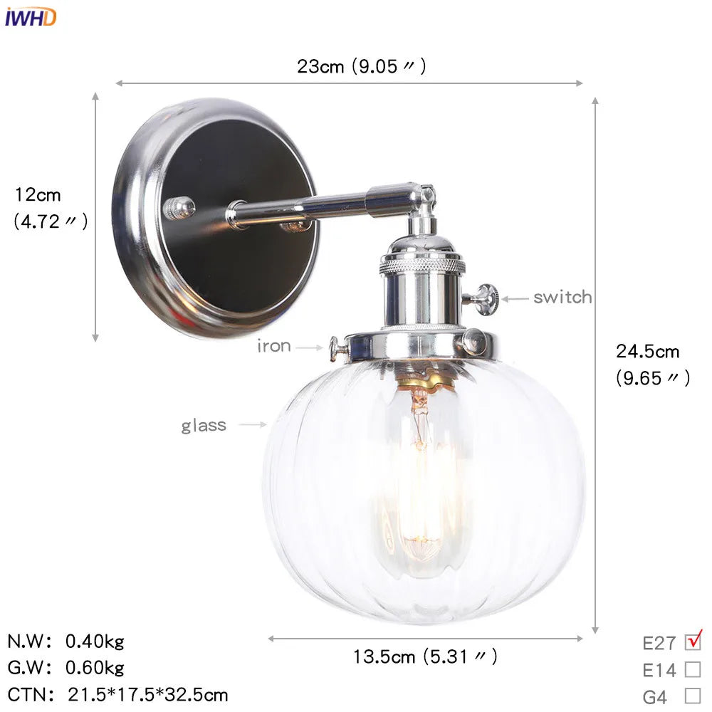 DecorBites™ Amber Glass Ball Wall Lights - Modern LED Wall Lamp for Home Bedroom Mirror Stair