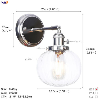 DecorBites™ Amber Glass Ball Wall Lights - Modern LED Wall Lamp for Home Bedroom Mirror Stair