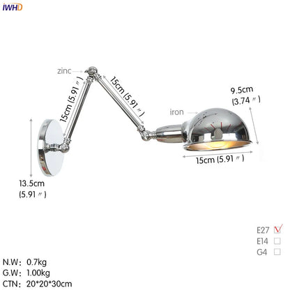 DecorBites™ Loft Antique Edison 3-Head Black Wall Sconce Swing Arm Light