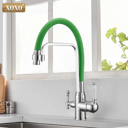 Decorbites™ Grifo de cocina montado en cubierta negra con rotación de 360° y filtro de agua pura