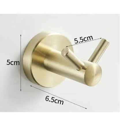 DecorBites™ Brushed Gold Stainless Steel Robe Hook Wall Mounted Bathroom Hardware Hanger