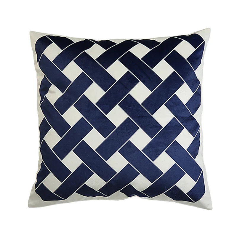 Funda de cojín DecorBites™ con estampado geométrico entrelazado en terciopelo - Decoración moderna nórdica para sofá, 50x50 cm