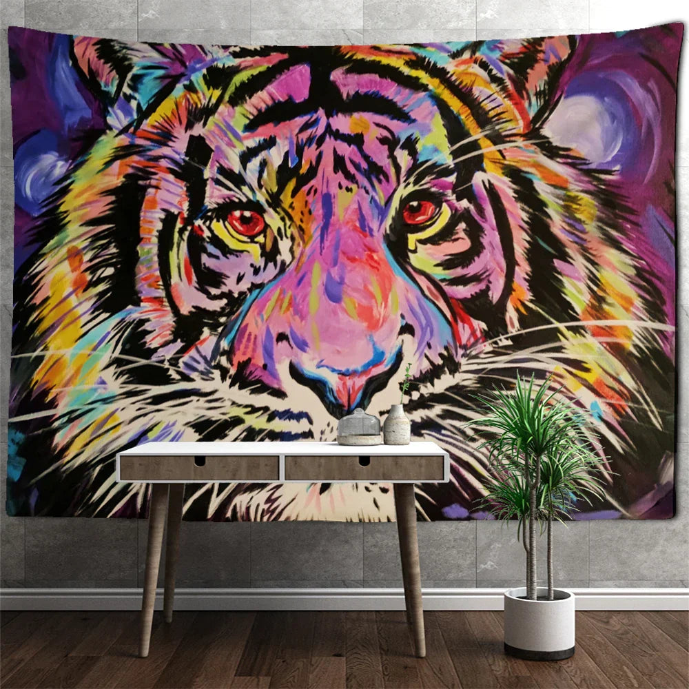 Colorful Lion Tapestry Wall Hanging Bohemian Style Hippie Decobites Home Decor