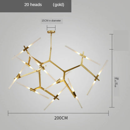 DecorBites™ Gold LED Chandelier: Modern Nordic Lighting Fixture for Indoor Decor.