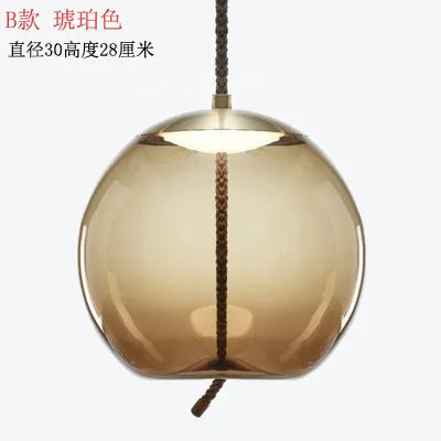 DecorBites™ Hemp Rope Knot Pendant Lights - Suspendu Glass Hanging Lamp