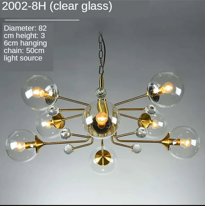 DecorBites™ Gold Glass Ball Chandelier LED Lighting for Living Room, Kitchen, Bedroom