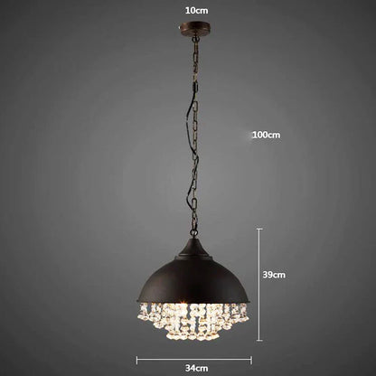 Decorbites™ Industrielle Schwarzeisen-Kristall-Kronleuchter Vintage-Pendant-Deckenleuchte für Restaurant, Café, Küche