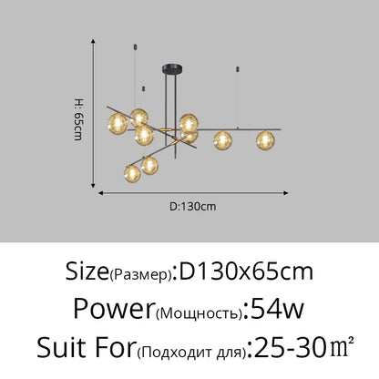 ثريا السقف الكروية الزجاجية من DecorBites™ لديكور المنزل - مصباح LED معلق عصري