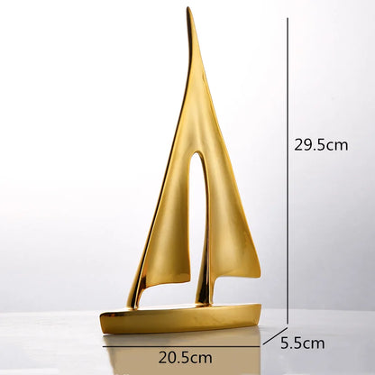 DecorBites™ Abstract Resin Sailboat Ferry Triangle Ornament - Golden Home Decor Craft