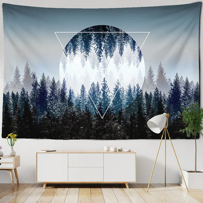 Decobites Foggy Forest Tree Tapestry Living Room Decor