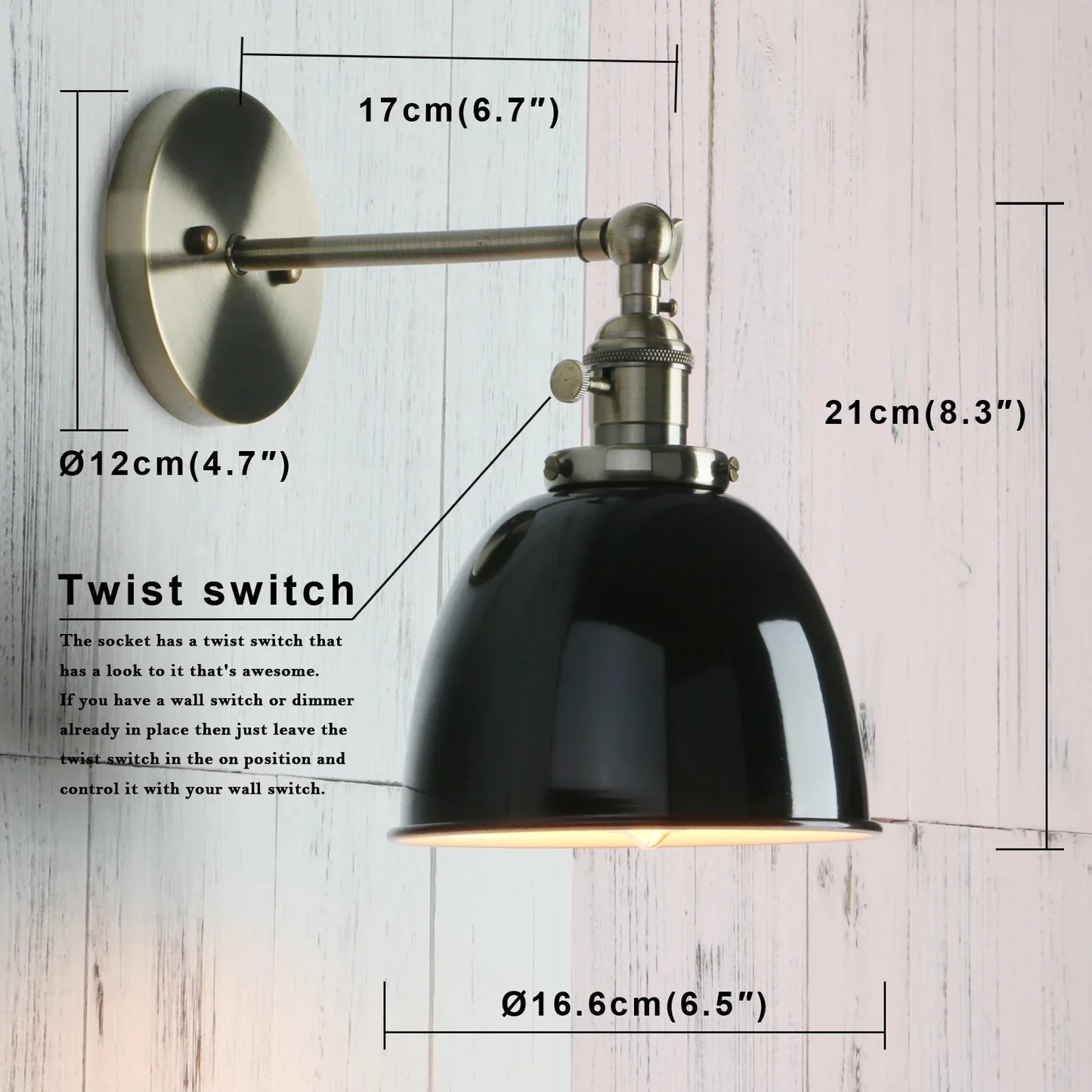 DecorBites™ Industrial Black Wall Sconce 6.5'' Modern Stair Light Fixtures