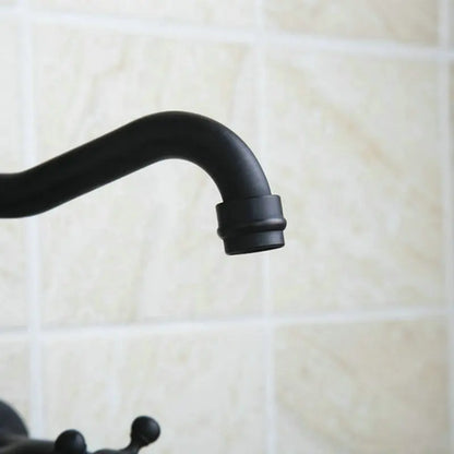 DecorBites™ Black Swivel Wall Mounted Bathroom Faucet with Ceramic Base - 2 Handles