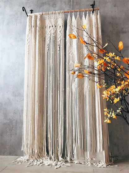 Macrame Cotton Door Curtain | Boho Wall Hanging Tapestry by Decobites