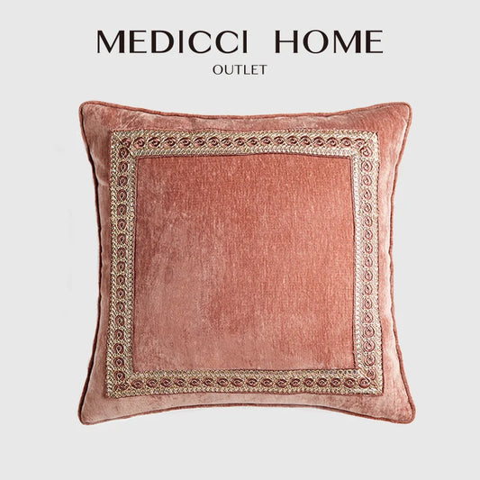 DecorBites™ Lotus Pink European Style Pillow Cover with Vintage Tassels