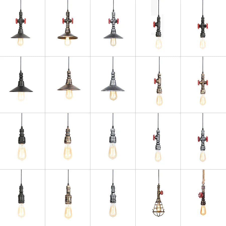 DecorBites™ Iron Pipe Pendant Lights Holder Retro Loft Indoor Ceiling Hanging Lamp