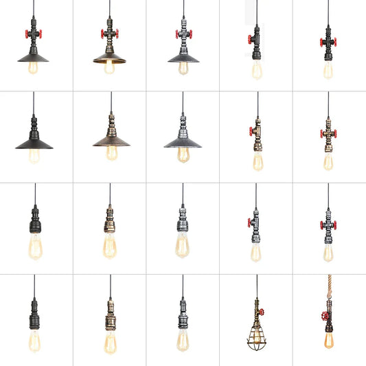 DecorBites™ Iron Pipe Pendant Lights Holder Retro Loft Indoor Ceiling Hanging Lamp