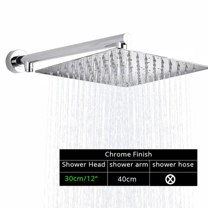 DecorBites™ Bright Chrome 8" Shower Head with 15" Arm and 59" Hose - Wall Mounted Rainfall