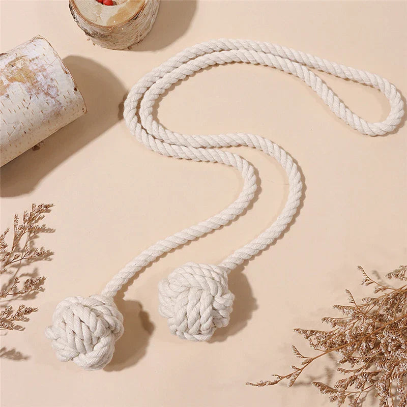 Decobites Handwoven Cotton Curtain Tieback Ball Pendant Mini Tapestry Decoration