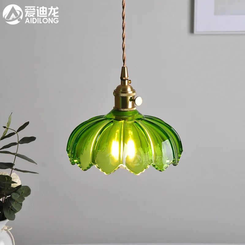 DecorBites™ Green Glass Hanging Lamp - Copper Nordic Modern Pendant Lights for Bedroom, Bar, Restaurant