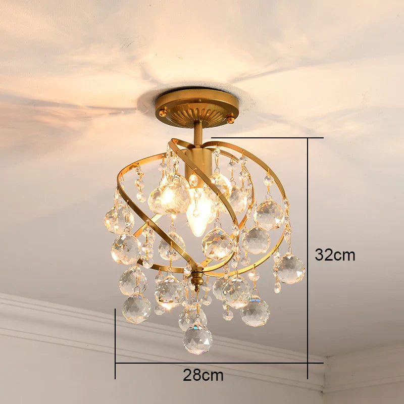 Gold Crystal Ceiling Chandelier 45x35cm Premium