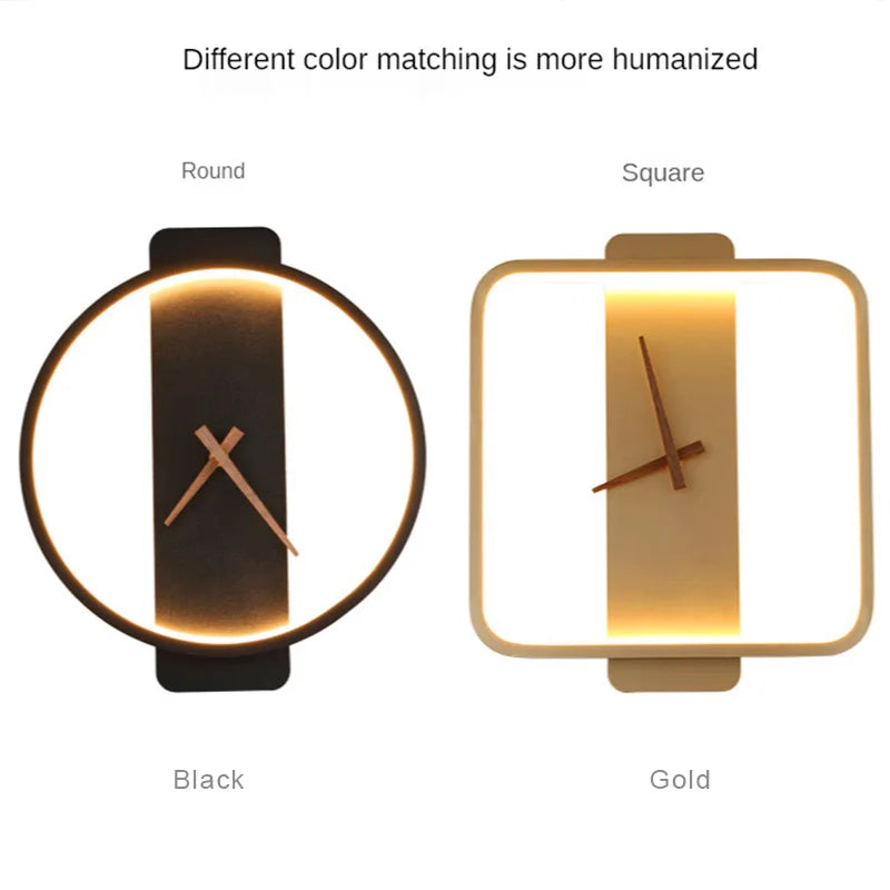 DecorBites™ LED Wall Lamp Wall Clock Modern Design Nordic Luxury Simple For Hotel Bedside