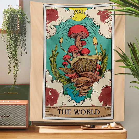 Decobites Tarot Mushroom Tapestry Wall Hanging: Hippie Bohemian Psychedelic Home Decor