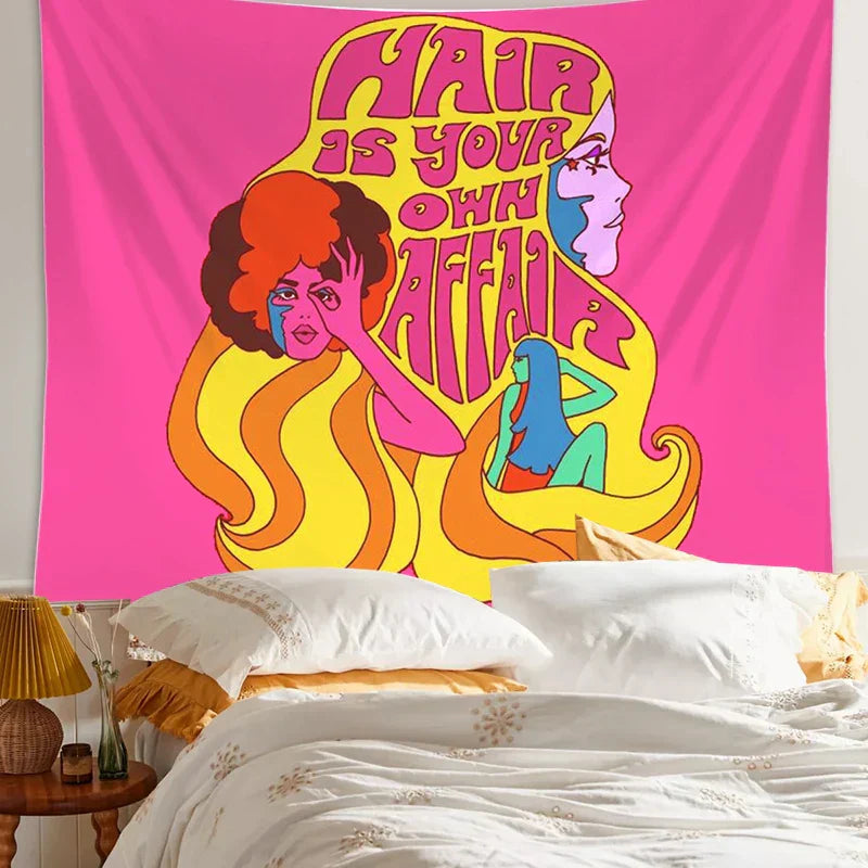 Decobites Retro Hippie Witchcraft Wall Tapestry | Vinyl Aesthetic Home Decor