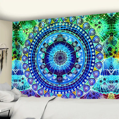 Tapiz de pared DecorBites™ Mandala gris, estilo hippie, ideal para colgar en la pared.