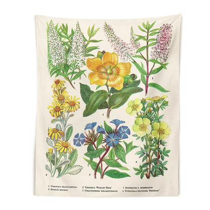 Decobites Vintage Floral Botanical Tapestry Wall Hanging for Elegant Home Decor