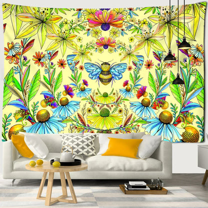 Decobites Plants Honeybee Wall Hanging Tapestry, Bohemian Beach Mat, Yoga Mat, Bedroom Art Decor