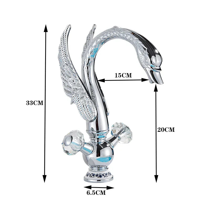 DecorBites™ Golden Swan Crystal Handle Basin Faucet - Deck Mount Luxury Bathroom Mixer