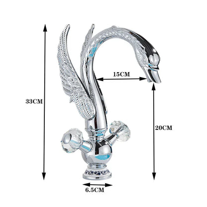 DecorBites™ Golden Swan Crystal Handle Basin Faucet - Deck Mount Luxury Bathroom Mixer