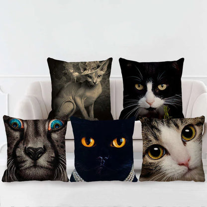DecorBites™ Cute Cat Sofa Cotton Linen Cushion Cover Pillowcase Home Decor Pillow