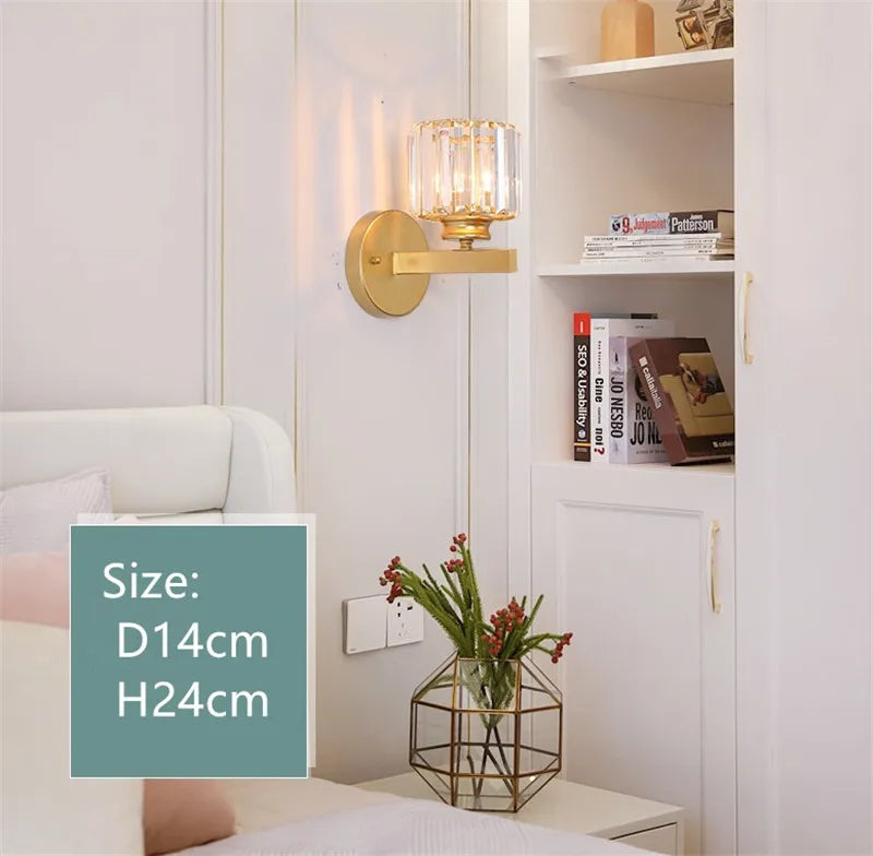 DecorBites™ Crystal Sconce Light Gold Black Metal Glass Lampshade Wall Fixture