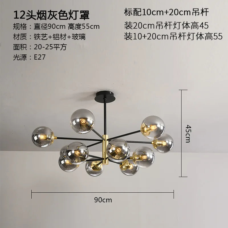 Lámpara de araña LED con bola de cristal DecorBites™ - Luminarias modernas para interiores, ideales para sala de estar y dormitorio.