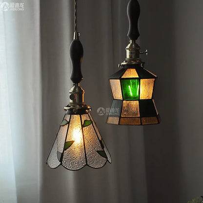 DecorBites™ Glass Copper Pendant Light with Wood Knob Switch: Modern Nordic LED Hanging Lamp