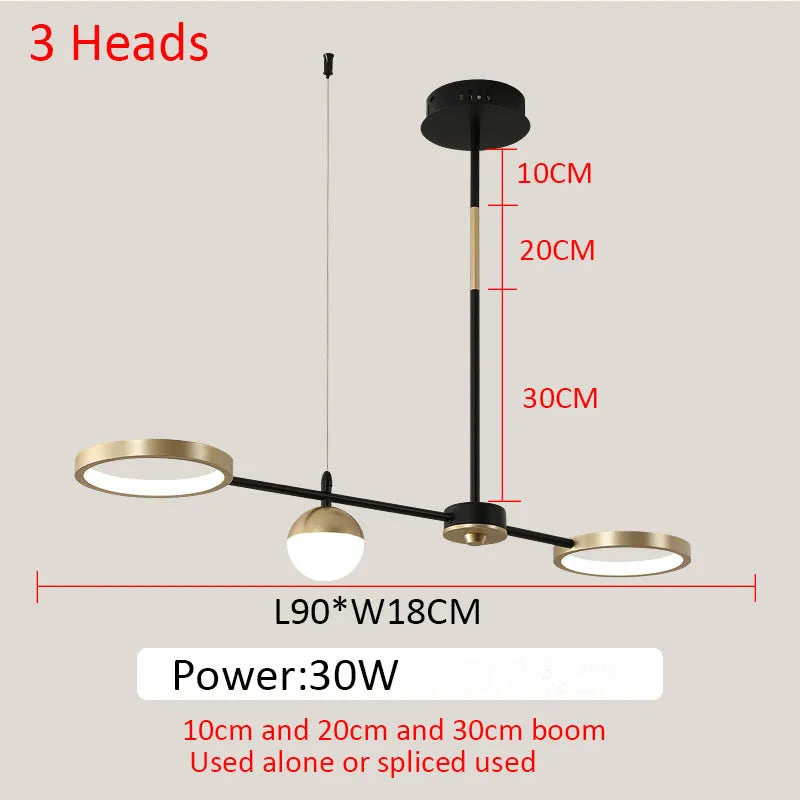 ثريا DecorBites™‎ باللون الأسود الذهبي بتصميم بسيط لغرفة الطعام وديكور المنزل