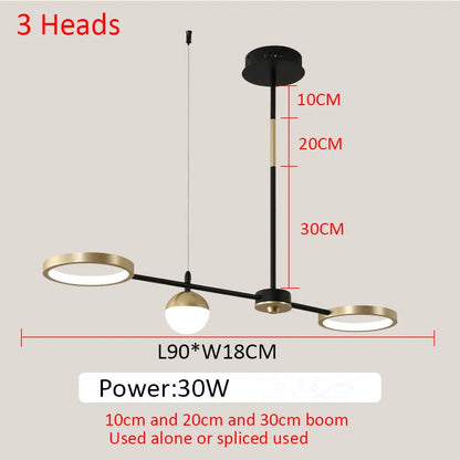 ثريا DecorBites™‎ باللون الأسود الذهبي بتصميم بسيط لغرفة الطعام وديكور المنزل